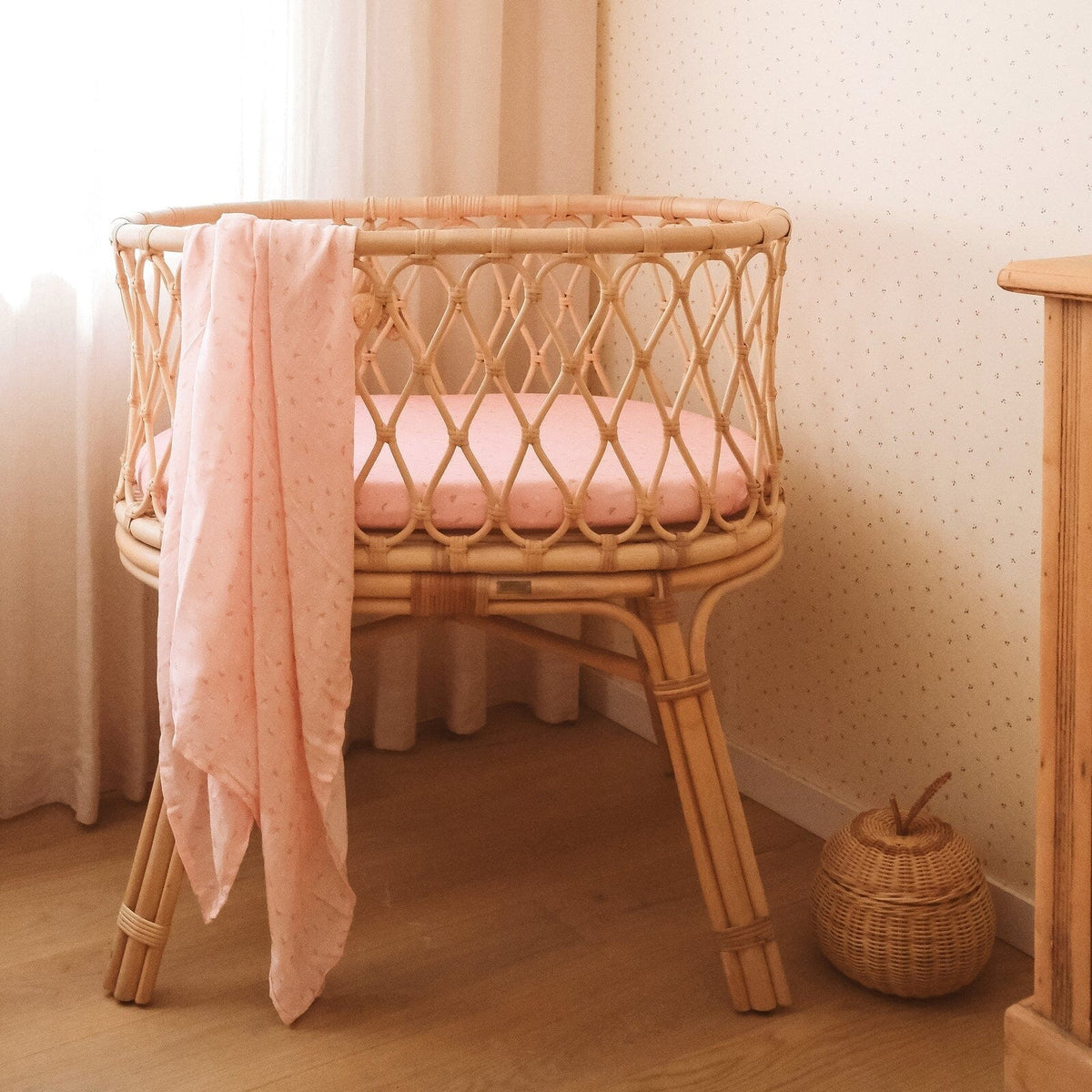 FOX & FALLOW Dusty Roses Organic Muslin Wrap Swaddle BABY BLANKET - Zabecca Living