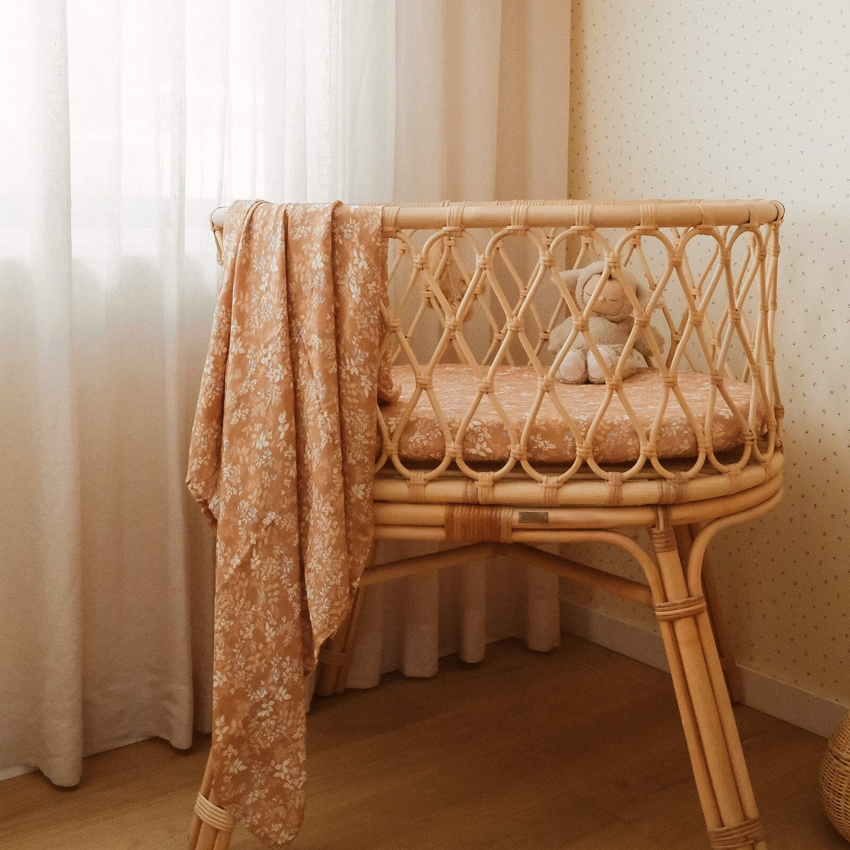 FOX & FALLOW Gold Holly Organic Muslin Wrap Swaddle BABY BLANKET - Zabecca Living