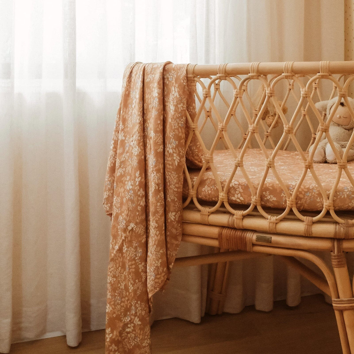 FOX & FALLOW Gold Holly Organic Muslin Wrap Swaddle BABY BLANKET - Zabecca Living