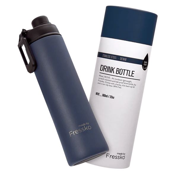 FRESSKO Move Drink Bottle 660ml - Denim COFFEE, TEA & DRINKS - Zabecca Living