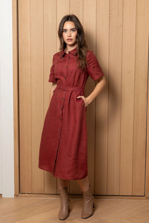 FROCK ME OUT Linen Shapeshifter Dress - Rust Dress - Zabecca Living