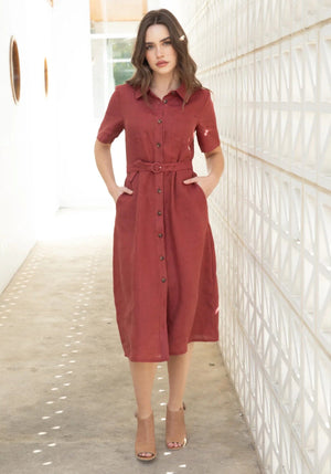 FROCK ME OUT Linen Shapeshifter Dress - Rust Dress - Zabecca Living