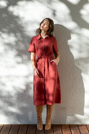 FROCK ME OUT Linen Shapeshifter Dress - Rust Dress - Zabecca Living