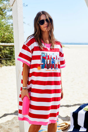 HAMMILL & CO Beach Sweat Stripe Dress - Red & White Dress - Zabecca Living