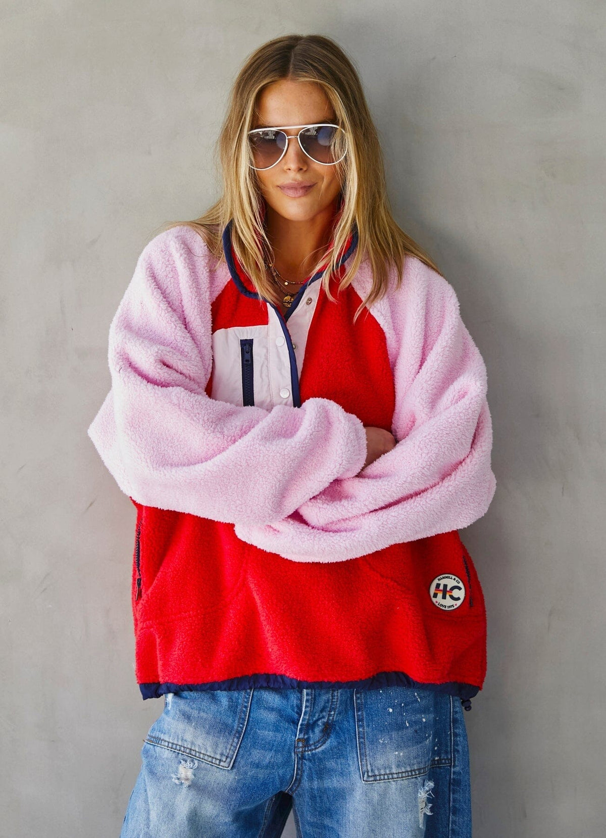 HAMMILL &amp; CO Freestyle Polar Fleece - Red/Pink Jacket - Zabecca Living
