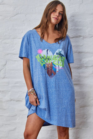 HAMMILL & CO Miami Jersey Tee Dress - Blue Dress - Zabecca Living