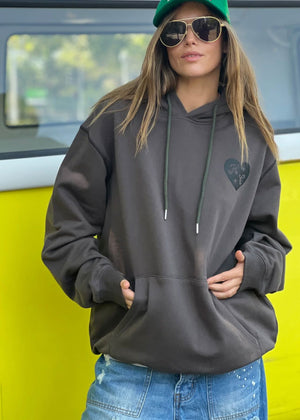 HAMMILL & CO My Boyfriends Oversized Hoodie - Dark Grey SWEATER - Zabecca Living