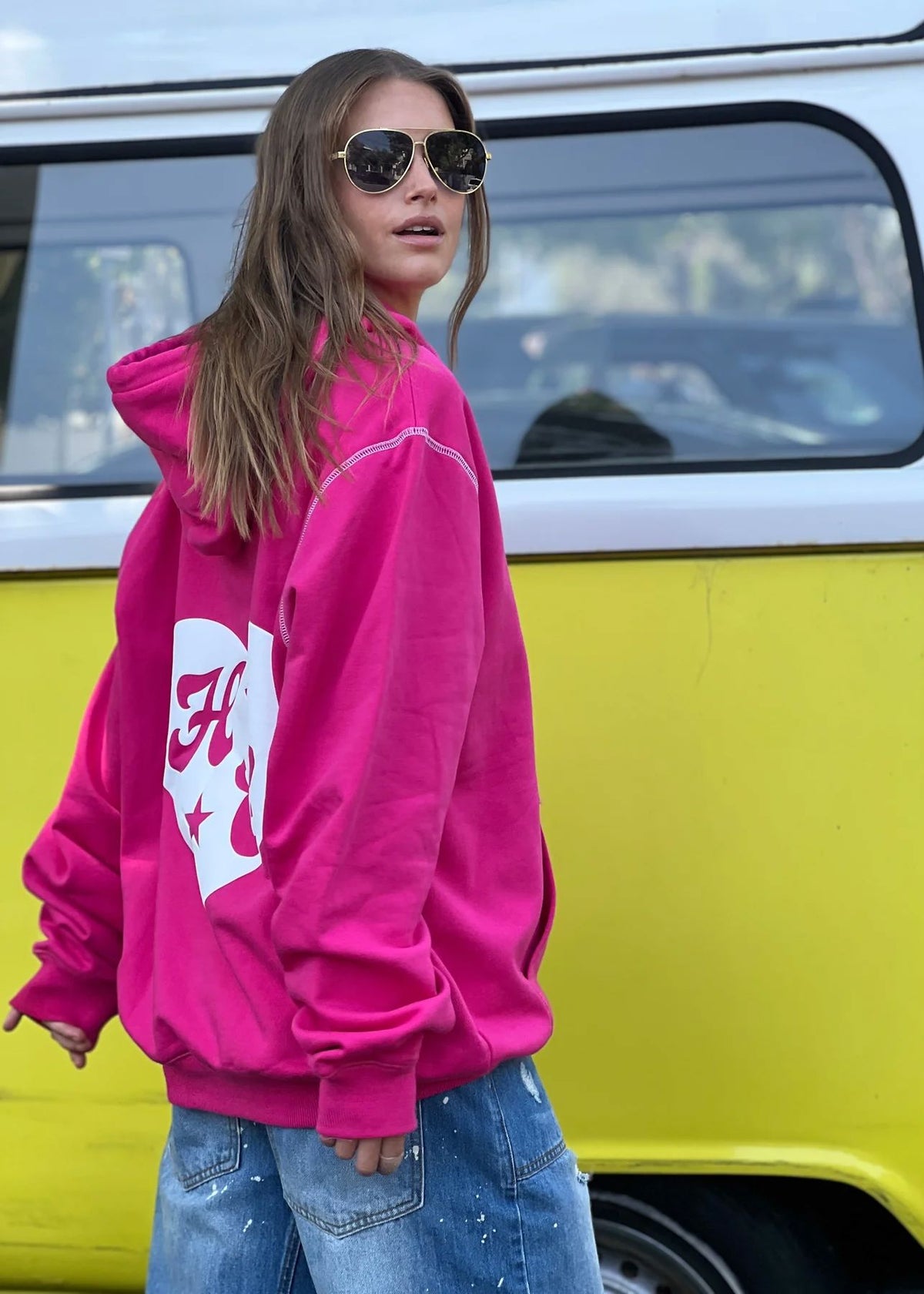 HAMMILL &amp; CO My Boyfriends Oversized Hoodie - Pink SWEATER - Zabecca Living