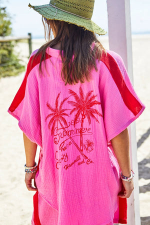 HAMMILL & CO Resort Beach Shirt - Pink/Red Shirts & Blouses - Zabecca Living