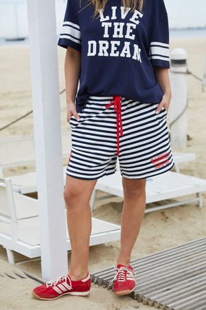 HAMMILL & CO Retro Stripe Shorts - Navy/White SHORTS - Zabecca Living