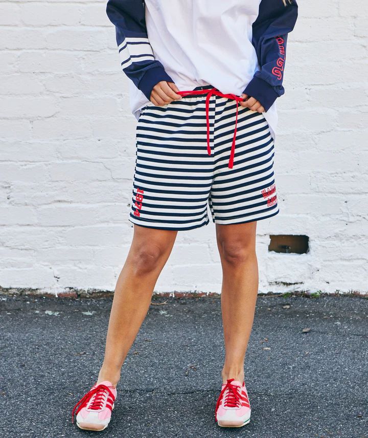 HAMMILL &amp; CO Retro Stripe Shorts - Navy/White SHORTS - Zabecca Living
