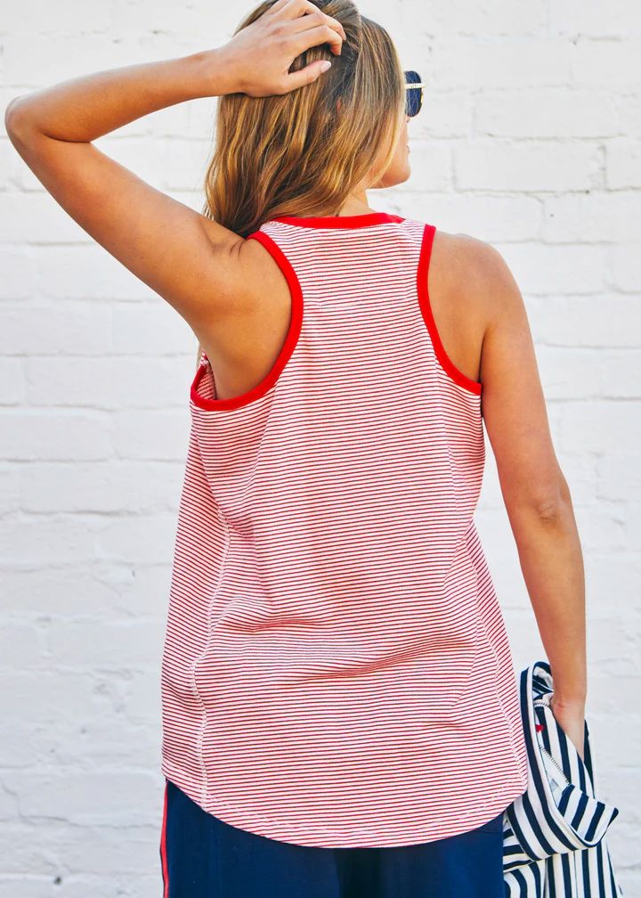 HAMMILL &amp; CO Retro Stripe Tank - Red/White Tank - Zabecca Living