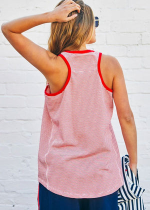 HAMMILL & CO Retro Stripe Tank - Red/White Tank - Zabecca Living