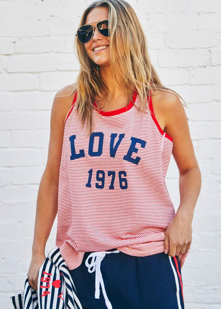 HAMMILL &amp; CO Retro Stripe Tank - Red/White Tank - Zabecca Living
