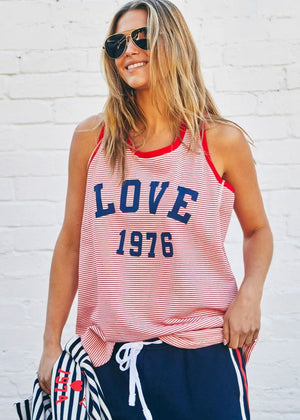 HAMMILL & CO Retro Stripe Tank - Red/White Tank - Zabecca Living
