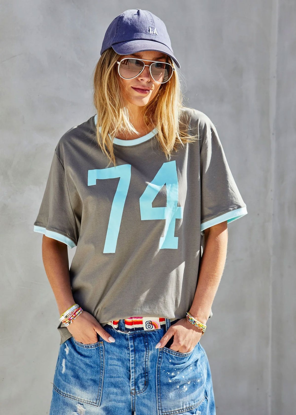 HAMMILL & CO Ringer Tee - Choc/Blue Tee - Zabecca Living