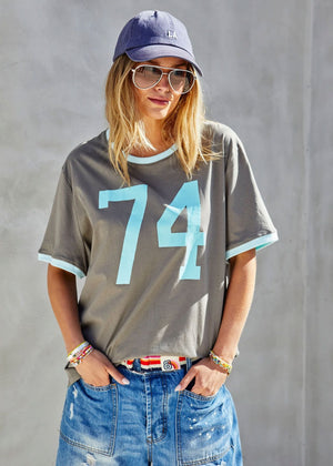 HAMMILL & CO Ringer Tee - Choc/Blue Tee - Zabecca Living