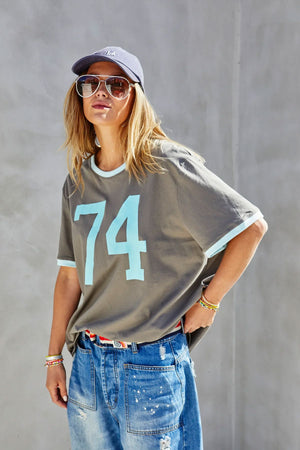 HAMMILL & CO Ringer Tee - Choc/Blue Tee - Zabecca Living