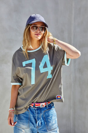 HAMMILL & CO Ringer Tee - Choc/Blue Tee - Zabecca Living