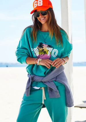 HAMMILL & CO Vintage Beach Sweat - Faded Jade SWEATER - Zabecca Living