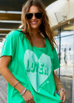 HAMMILL & CO Vintage Wash Lover Heart Tee - Green Tee - Zabecca Living