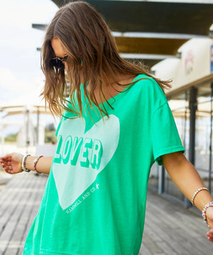 HAMMILL & CO Vintage Wash Lover Heart Tee - Green Tee - Zabecca Living