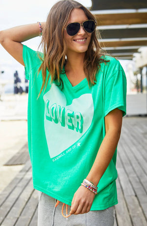 HAMMILL & CO Vintage Wash Lover Heart Tee - Green Tee - Zabecca Living