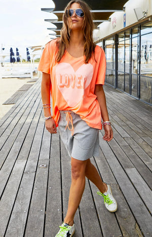 HAMMILL & CO Vintage Wash Lover Heart Tee - Orange Tee - Zabecca Living