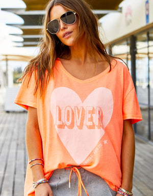 HAMMILL & CO Vintage Wash Lover Heart Tee - Orange Tee - Zabecca Living