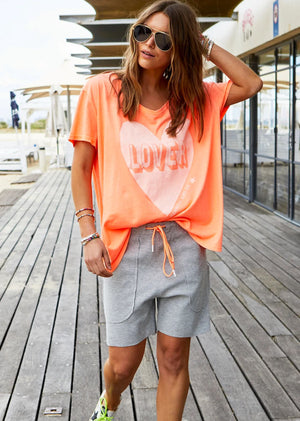 HAMMILL & CO Vintage Wash Lover Heart Tee - Orange Tee - Zabecca Living