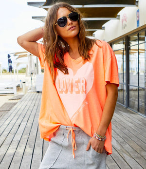 HAMMILL & CO Vintage Wash Lover Heart Tee - Orange Tee - Zabecca Living