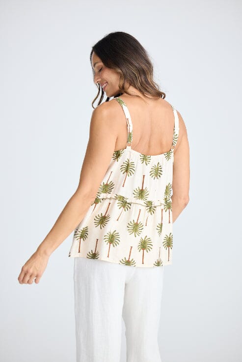 HOLIDAY Alita Top - Ivory Palm Print Shirts &amp; Blouses - Zabecca Living