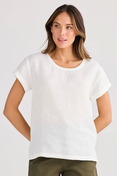 HOLIDAY Captain Tee - White Linen Tee - Zabecca Living
