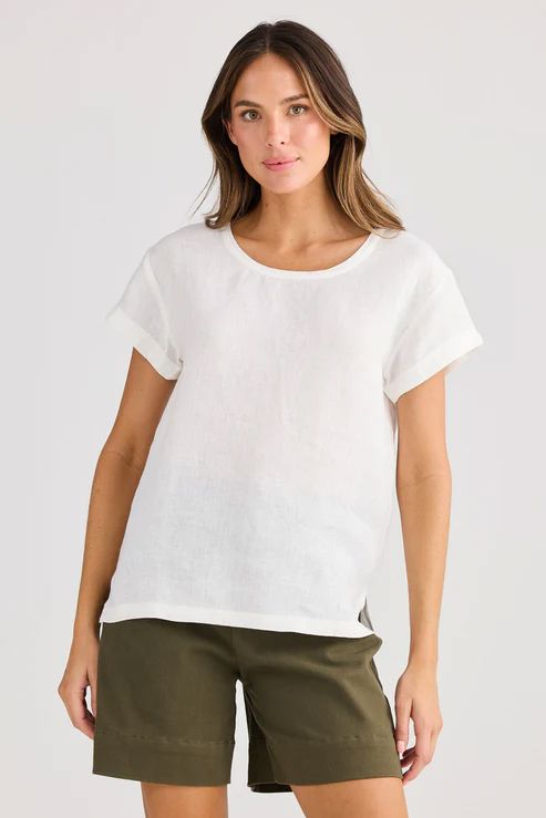 HOLIDAY Captain Tee - White Linen Tee - Zabecca Living