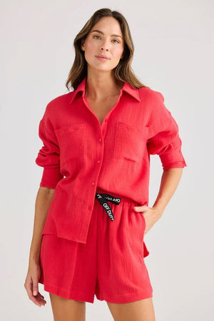 HOLIDAY Coral Shirt - Red Shirts & Blouses - Zabecca Living