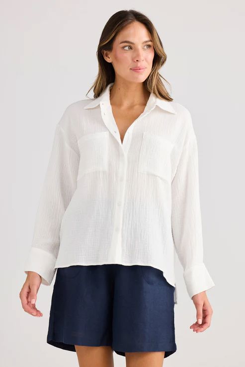 HOLIDAY Coral Shirt - White Shirts &amp; Blouses - Zabecca Living