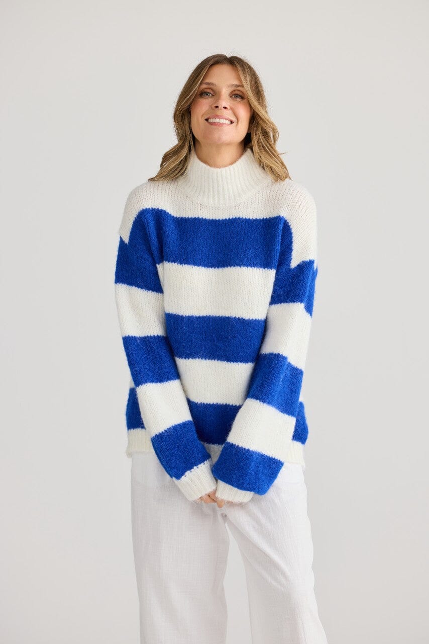HOLIDAY Island Knit - Cobalt Stripe Jumpers + Knitwear - Zabecca Living