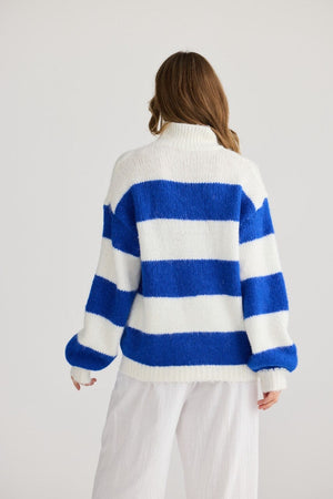 HOLIDAY Island Knit - Cobalt Stripe Jumpers + Knitwear - Zabecca Living