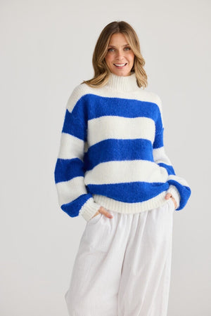 HOLIDAY Island Knit - Cobalt Stripe Jumpers + Knitwear - Zabecca Living