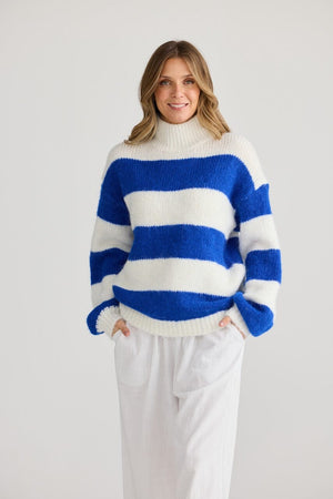 HOLIDAY Island Knit - Cobalt Stripe Jumpers + Knitwear - Zabecca Living