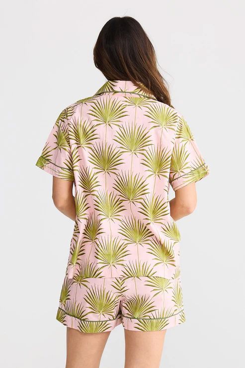 HOLIDAY Namaste Pyjama Set - Pink Palm Print Sleepwear - Zabecca Living