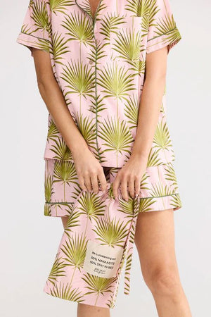 HOLIDAY Namaste Pyjama Set - Pink Palm Print Sleepwear - Zabecca Living
