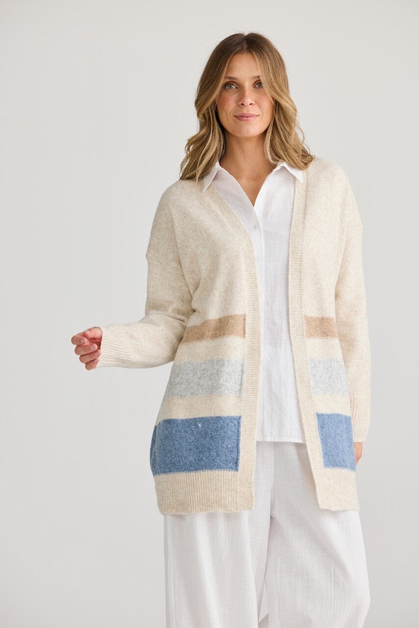 HOLIDAY On Deck Cardi - Denim Stripe CARDIGAN - Zabecca Living