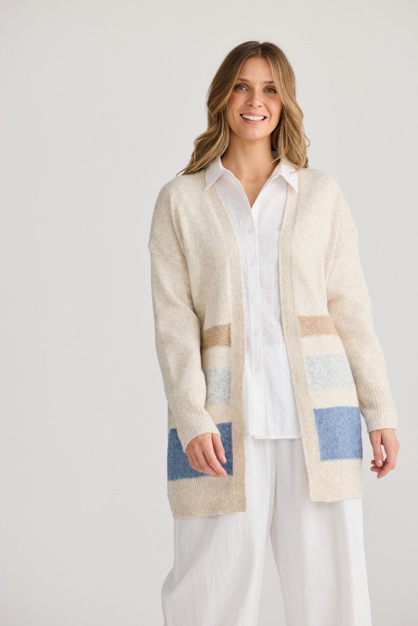 HOLIDAY On Deck Cardi - Denim Stripe CARDIGAN - Zabecca Living