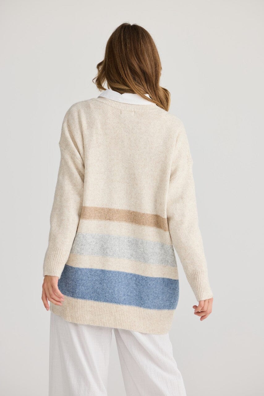 HOLIDAY On Deck Cardi - Denim Stripe CARDIGAN - Zabecca Living