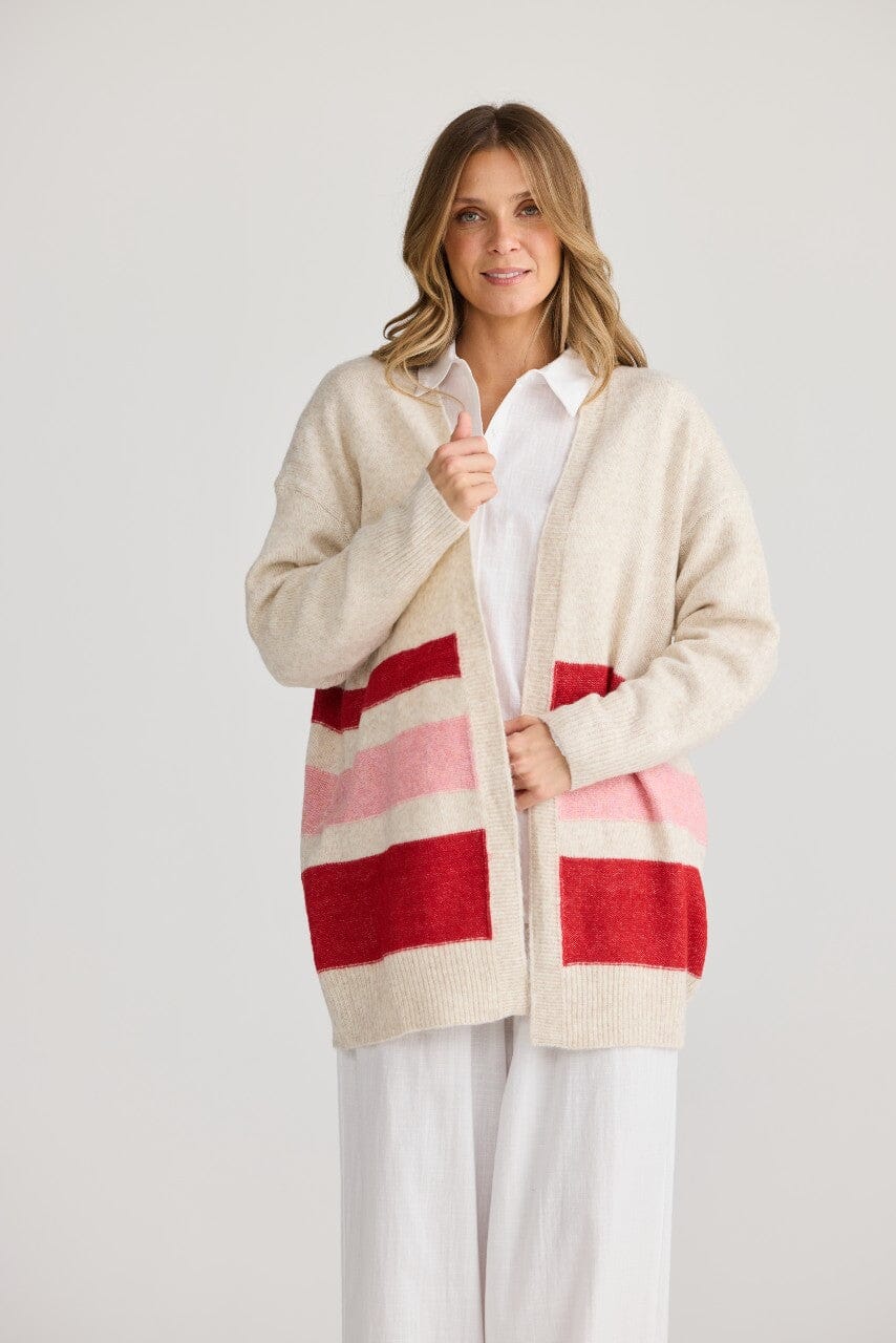 HOLIDAY On Deck Cardi - Red Stripe CARDIGAN - Zabecca Living
