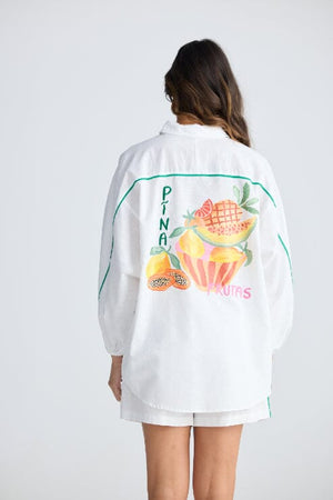 HOLIDAY On Vacation Shirt - White Multi Shirts & Blouses - Zabecca Living