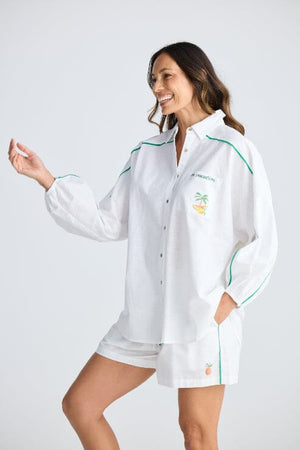 HOLIDAY On Vacation Shirt - White Multi Shirts & Blouses - Zabecca Living