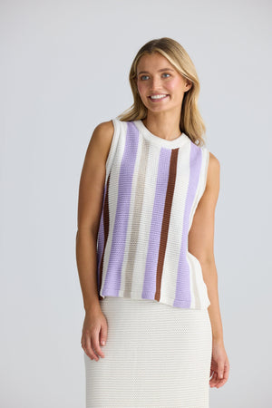 HOMELOVE Darcia Knit Top - Lilac Stripe vest - Zabecca Living