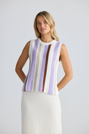 HOMELOVE Darcia Knit Top - Lilac Stripe vest - Zabecca Living
